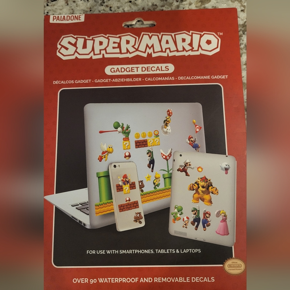 NWT Nintendo Super Mario Gadget Decals - Waterproof & Removable Stocking Stuffer